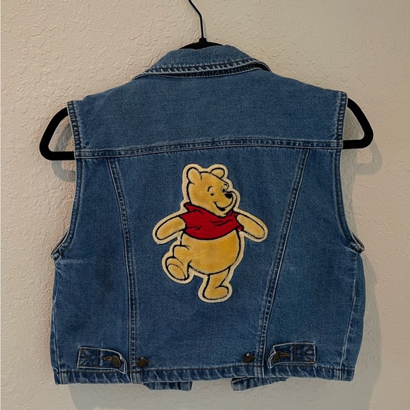 DISNEY WINNIE THE POOH embroidered denim YOUTH jean vest jacketYOUTH MEDIUM🍯